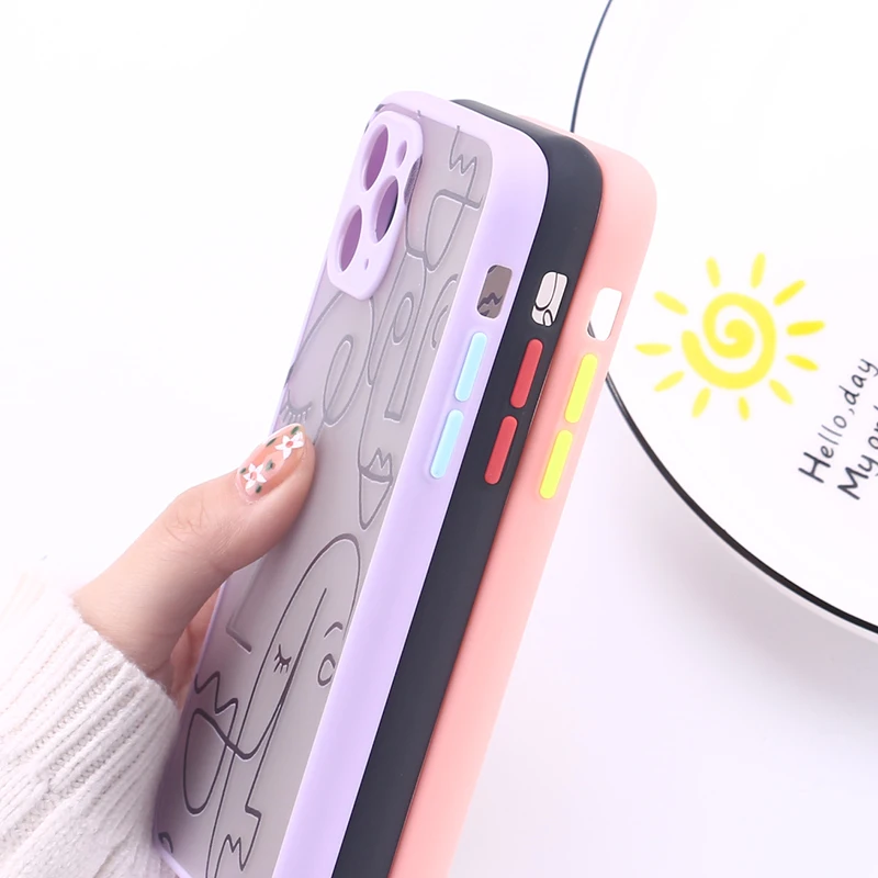 abstract geometric line phone case for iphone 11 12 pro max x xr xs max 7 8 plus bumper matte back cover coque free global shipping