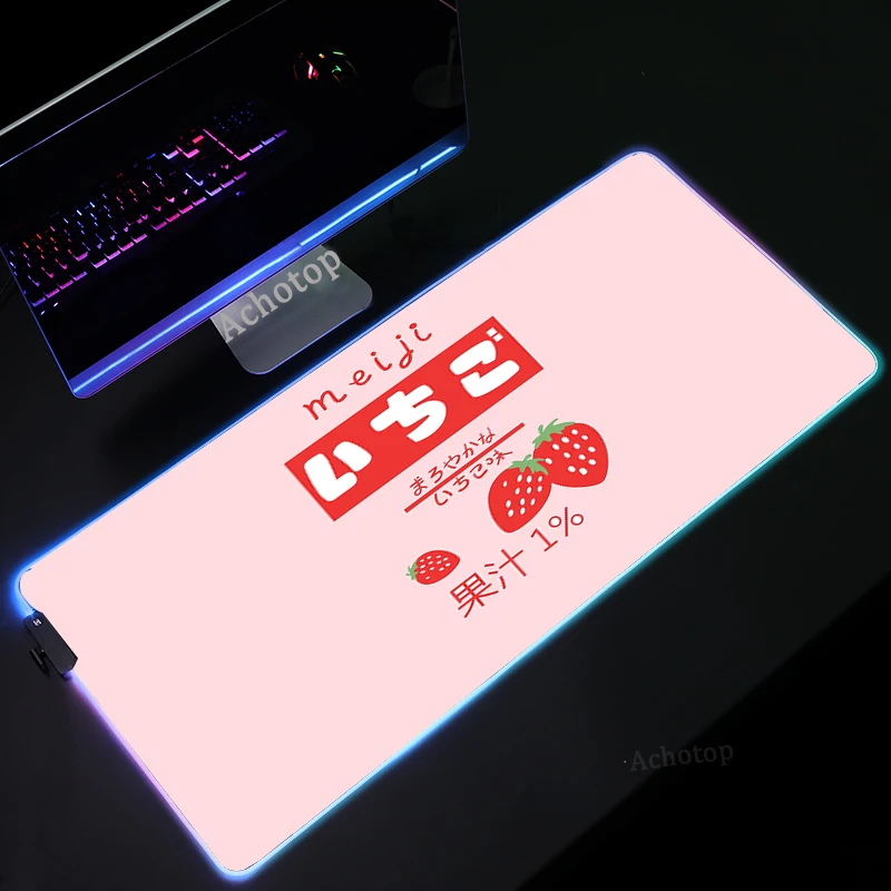 

Kawaii Strawberry Milk RGB Mouse Pad Gamer Large Desktop Mousepads PC Computer Gaming Mousepad XL Rug Keyboard Desk Mat for CSGO