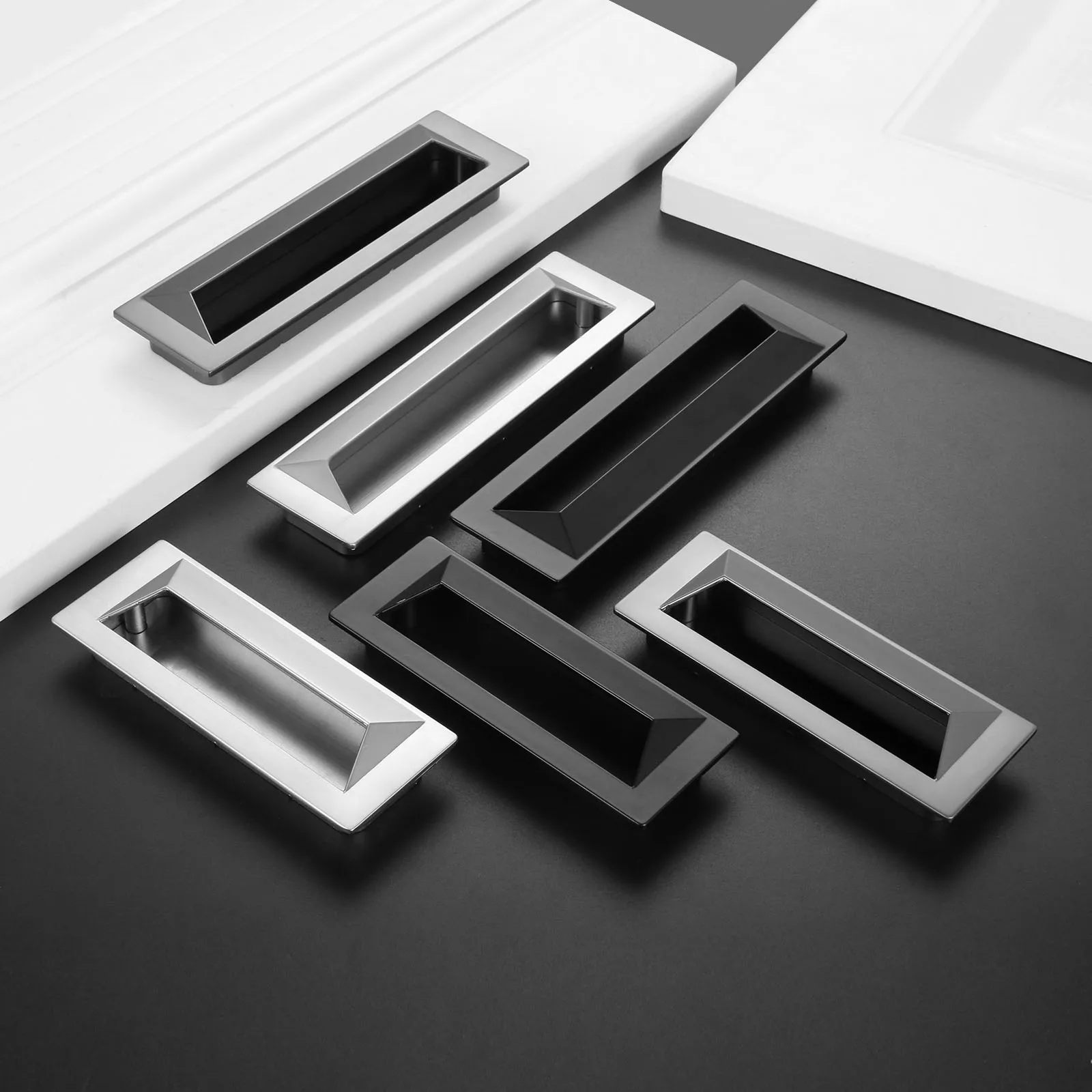 Скрытые ручки мебели из цинкового сплава, 96/128 мм, раздвижные ручки для шкафа, гардероба, Современная Встраиваемая невидимая дверная ручка