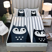 2021 new bed sheets winter bed sheets fluffy cartoon printing comfortable warm blankets double bed lovers