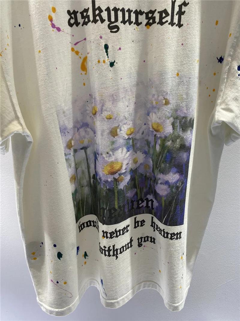 Tie Dye ASKYURSELF Daisy T Shirt Men Women 1:1 Best Quality T-shirt Tee Graffiti Tops | Мужская одежда