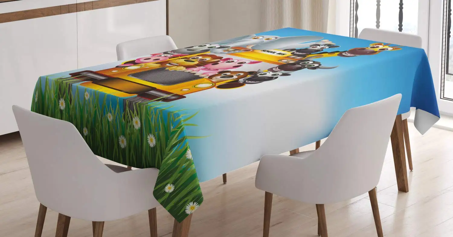 Детская Декоративная скатерть забавные Животные школьный автобус Слоник в