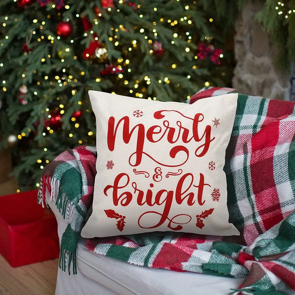 

45cm Christmas Cushion Cover Navidad Merry Christmas Decorations For Home 2021 Xmas Noel Cristmas Ornaments New Year Gifts 2022