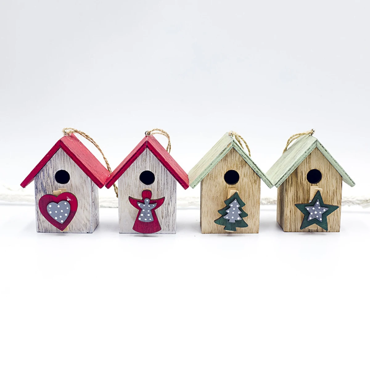 Nosii Christmas Wooden Decorations Angel Love Heart Painted Hut Pendant For Tree Hanging Clip Decor Xmas Party Props | Дом и сад