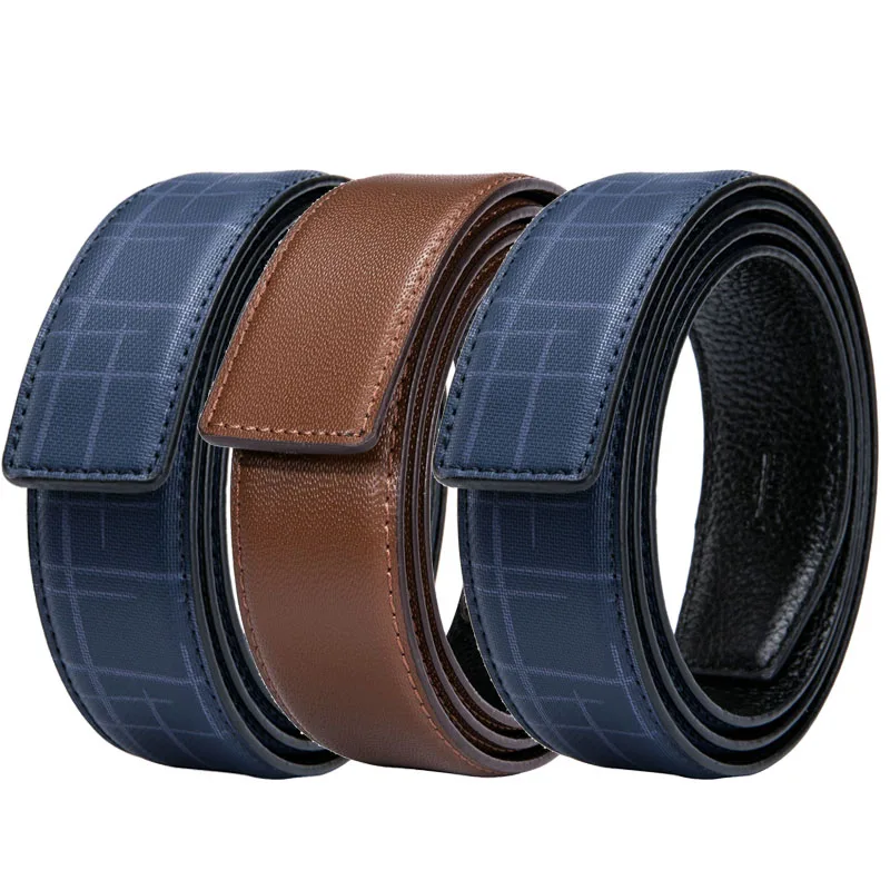 

3 Pack Men Pin Buckle Belt Blue Brown Leather Belt without Single Prong Buckle Waist Strap Only for Jeans Wholesale Barry.Wang