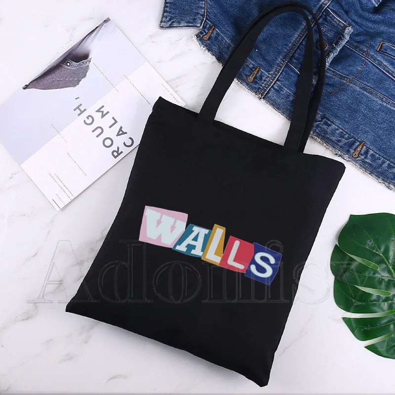 

Louis Tomlinson Large Women's Shopper Bag Canvas Tote Shoulder Bags Shopping Bag with Print Black Cloth Handbags Eco Friendly