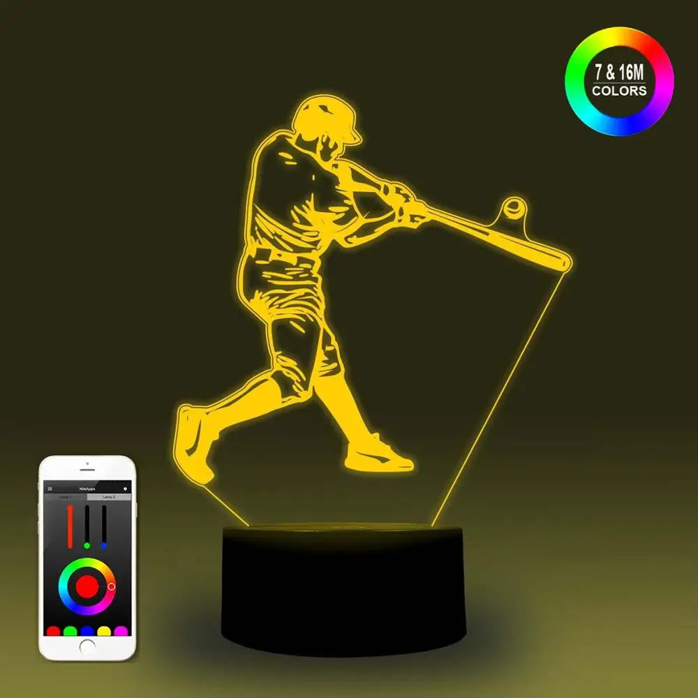 NiteApps 3D бейсбольная игра ночник настольная Иллюзия украшение лампа подарок на