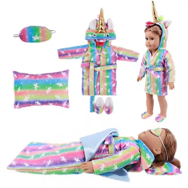

2021 New Baby New Born Fit 18 inch 43cm Doll Clothes AccessoriesUnicorn Sleeping Bag One-piece Suit For Baby Birthday Gift