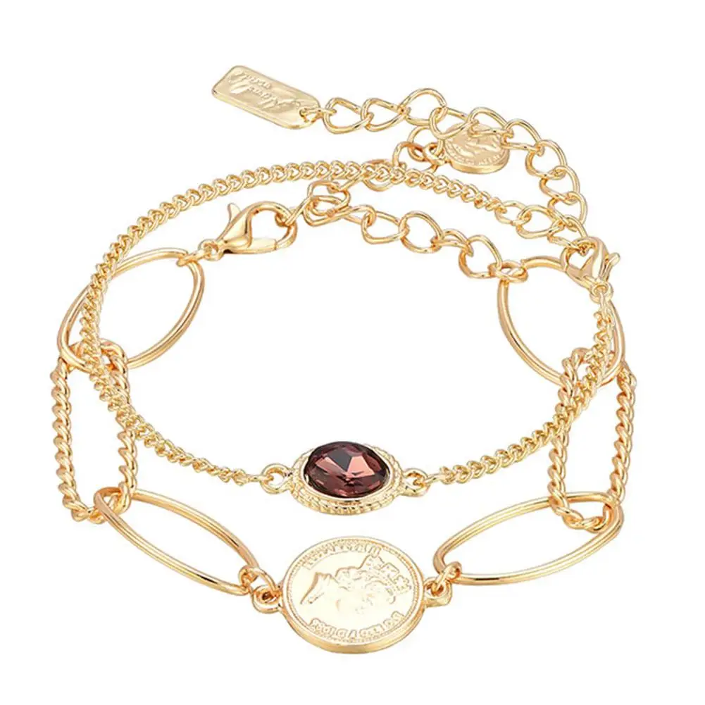 Женский многослойный искусственный диск висячий регулируемый браслет цепочка