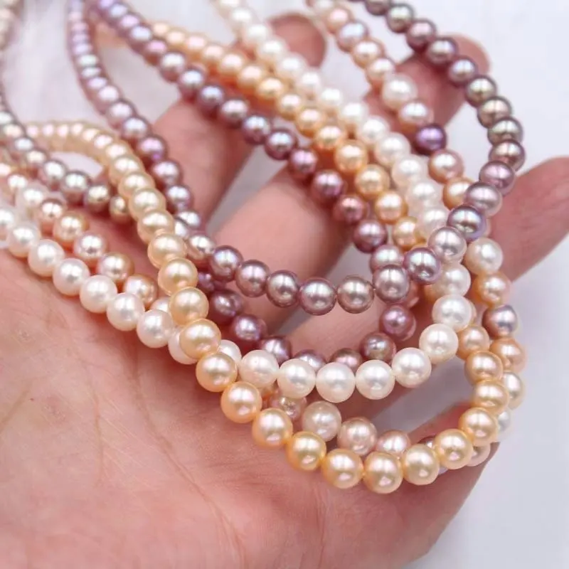 6-7 мм/69 шт. натуральный белый розового и фиолетового цветов Круглый пресноводного