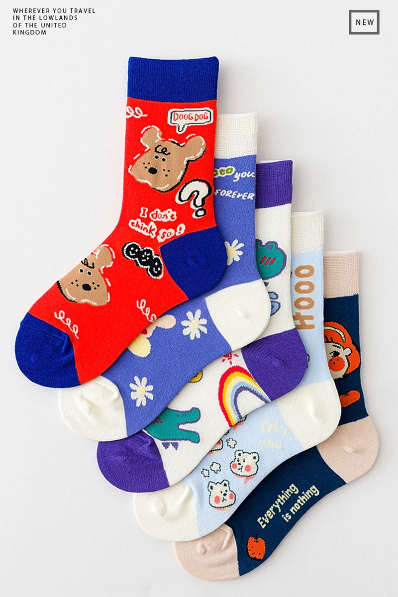 

Institute of cartoon wind street skateboarding cotton socks in the spring and summer long socks