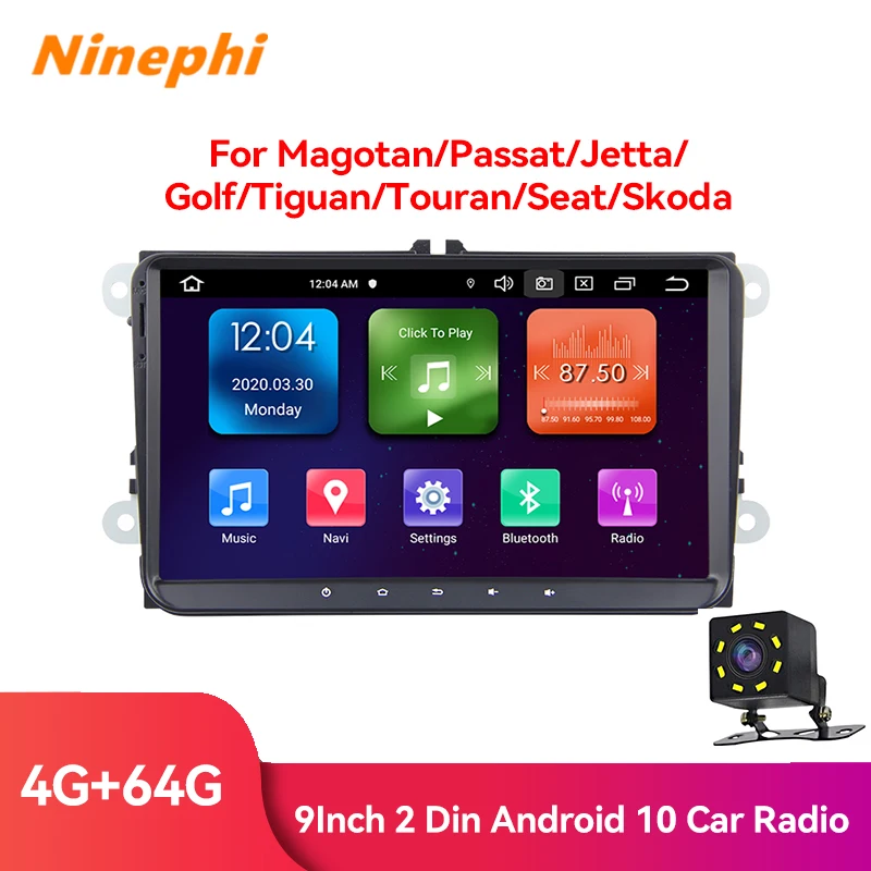 9 дюймов для Magotan Passat Jetta Golf Tiguan Touran Seat Skoda Android 10.0s со светодиодной камерой carplay 2DIN