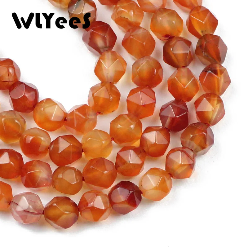 Большие граненые бусины WLYeeS из красного агата 8 мм разделительные для
