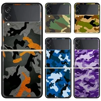 phone case for samsung galaxy z flip 3 5g black hard cover zflip 3 luxury shockproof bumper cases fundas camouflage pattern army