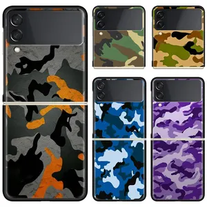 phone case for samsung galaxy z flip 3 5g black hard cover zflip 3 luxury shockproof bumper cases fundas camouflage pattern army free global shipping