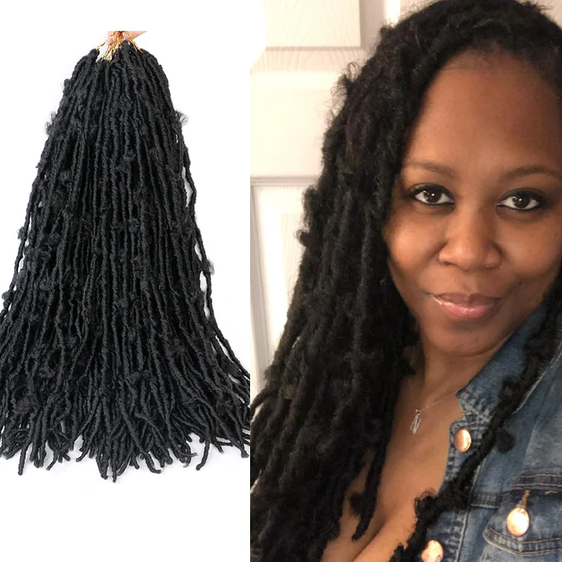 

Saisity 18" 24 Inch Butterfly Locs Synthetic Crochet Braiding Hair Distressed Faux Locs Messy Soft Locs Black Braids Hair