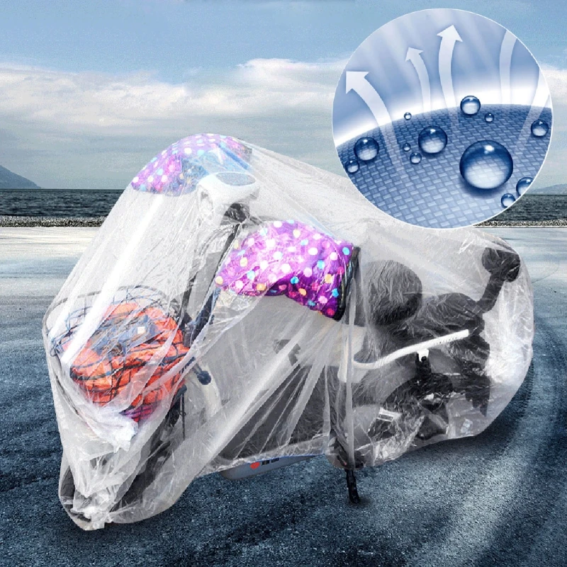 

Motorcycle Cover Disposable Transparent Protector Covers All Season Outdoor Waterproof Bike Scooter Rain Dustproof Covers M