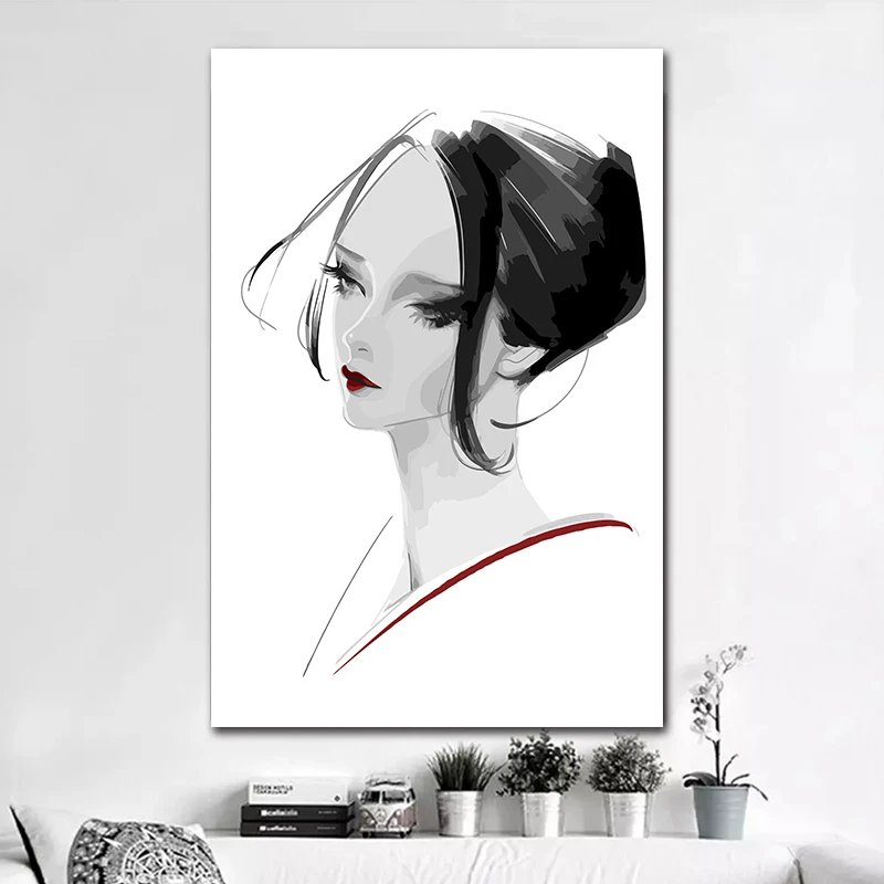 Diy Цифровая живопись классическая красота мода черно-белая картина Гламурная