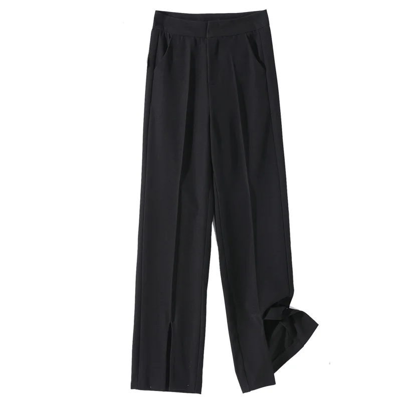 

Сезон весна-с высокой талией СПЛИТ Штаны женский раздельный повседневные штаны Штаны свободные и тонкие прямые широкие Штаны