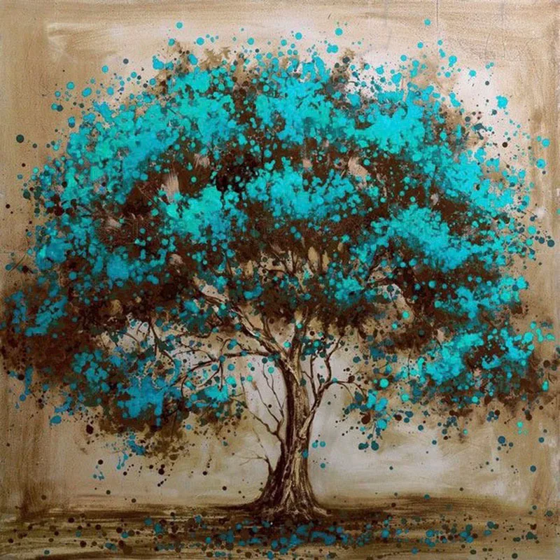 

GATYZTORY 5D Diamond Painting Full Square DIY Home Decor Mosaic Rhinestone Picture Custom LOGO Canvas Wall Art Blue Tree