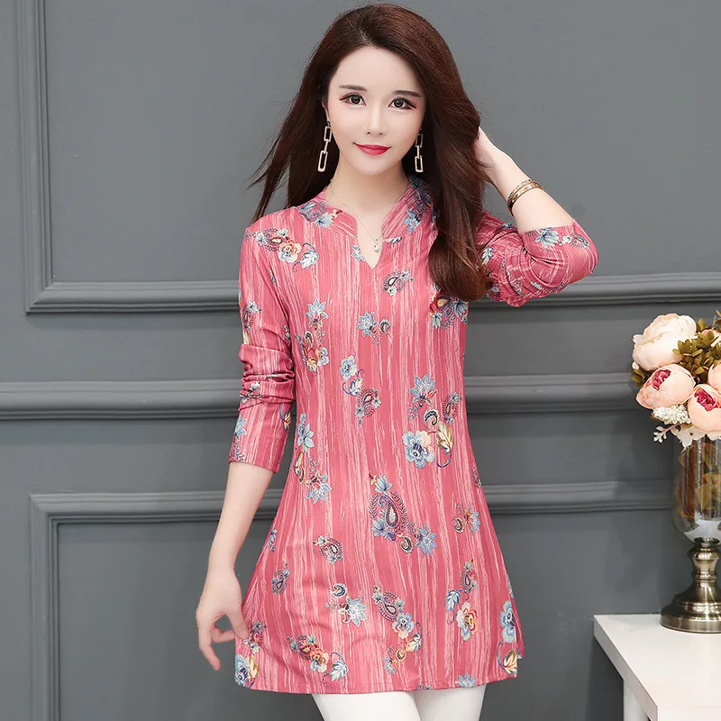 Plus Size 5XL Boho Style Women Chiffon Long Sleeve Shirts Office Ladies Work Floral Printed Blouses Loose Breathable L Shirt | Женская