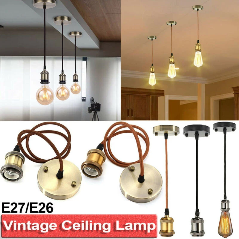 

60W Lamp Holder 1m Cable E27/E26 Retro Modern Adjustable wire Pendant Light