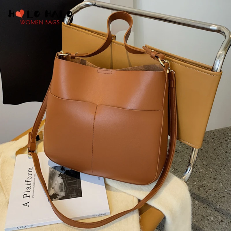 

Модные женские сумки через плечо, повседневные кошельки и сумочки, простые однотонные кожаные сумки на плечо из искусственной кожи, вместит...