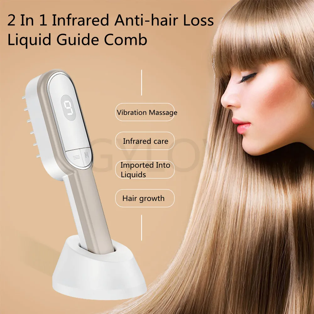 Infrared Red Light Hair Growth Comb Imported Into Liquid Hair Regrowth Brush Anti Hair Loss Vibration Scalp Repair Hair Massager