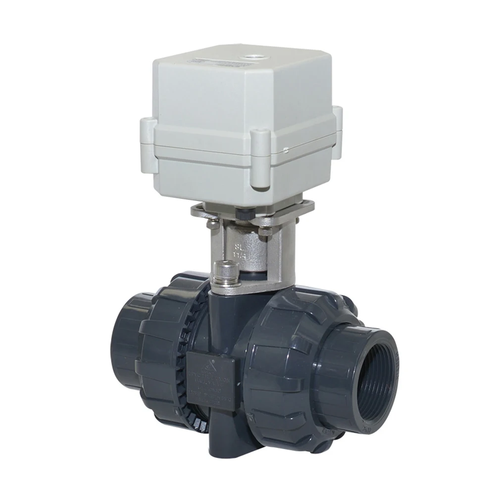 DN15, 20,25, 32,40, 50 ПВХ моторизованный шаровой клапан, DC12V/DC24V 2 ходовой пластиковый Электрический шаровой клапан