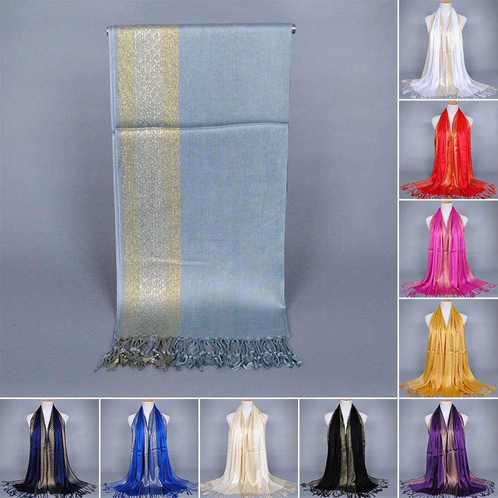 Стильный мусульманский унисекс принт блестящие кисточки хлопок полиэстер