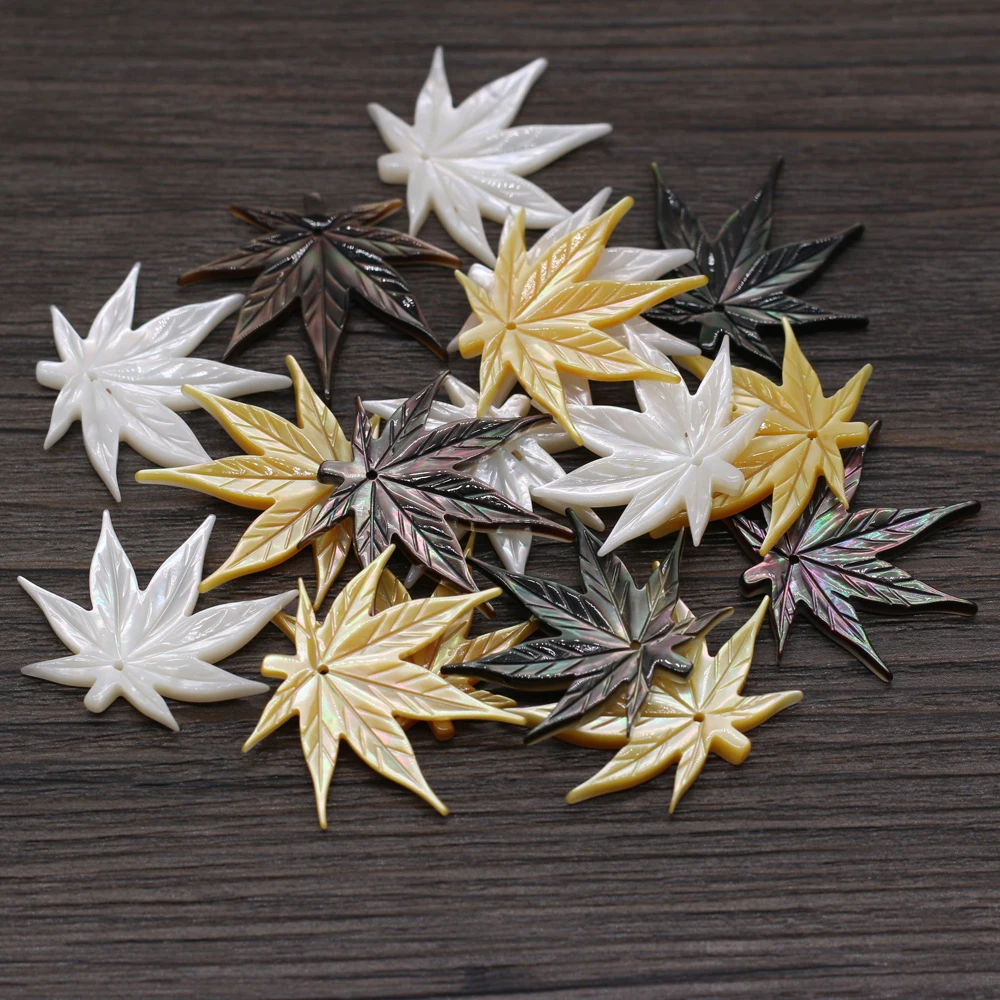 

Natural Shell Pendant With Engraved Lifelike Maple Leaf Shape Charms for Jewelry Making DIY Earring Necklace Accessories 25x30mm
