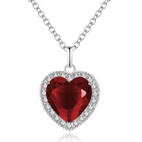 heart pendant necklace for women fashion jewelry romantic red crystal necklace girl best gift d3