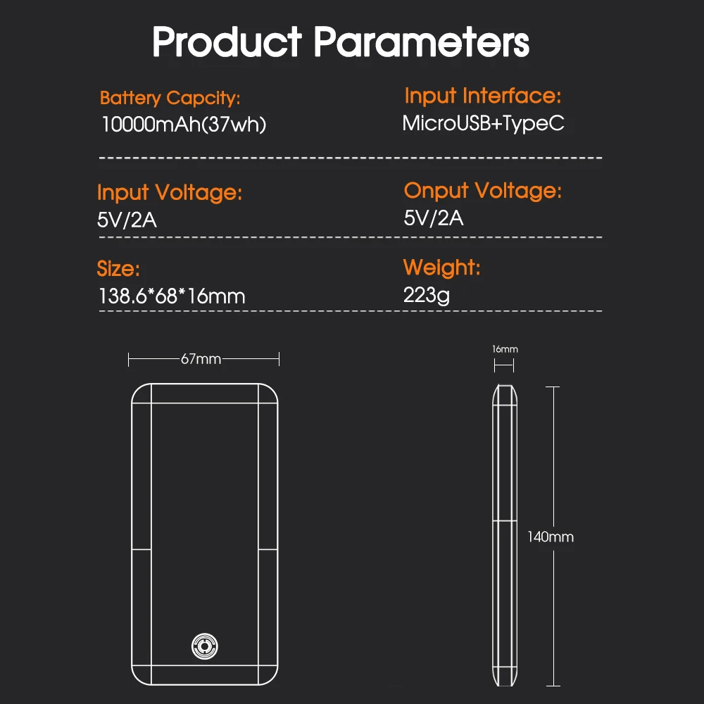 YKZ дополнительное внешнее портативное зарядное устройство 10000 мА/ч USB портативный мобильный телефон зарядки