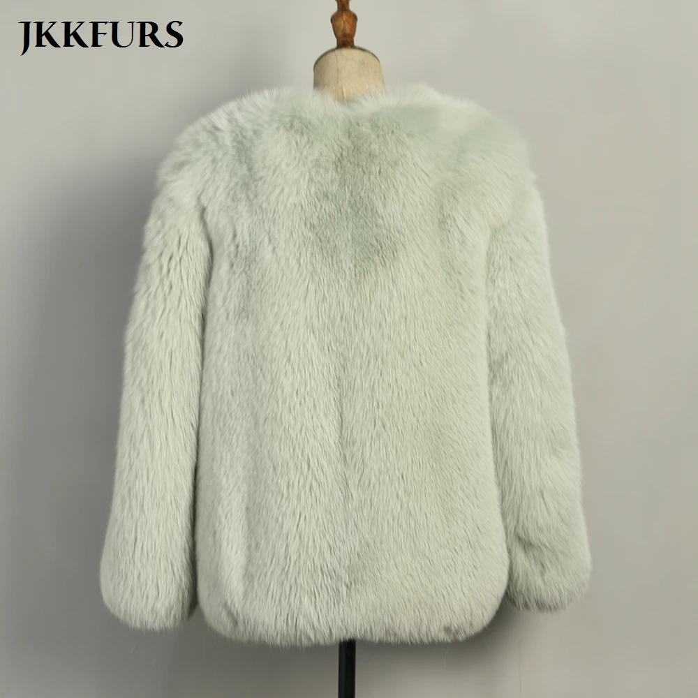 Роскошное Женское пальто из натурального меха куртка цельного Лисьего модная