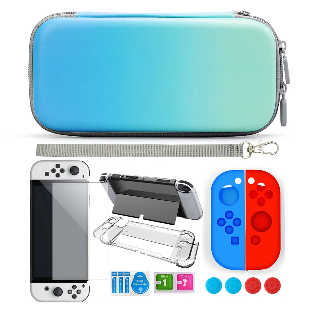 

Accessories Kit for NS Switch Storage Bag with 10 game card Slots Hard Cover Case HD Screen Protector For Nintendo Switch OLED