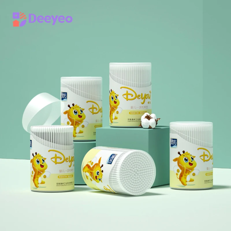 Deyo 100% бумажные детские одноразовые ватные палочки с двойной завиткой 1000