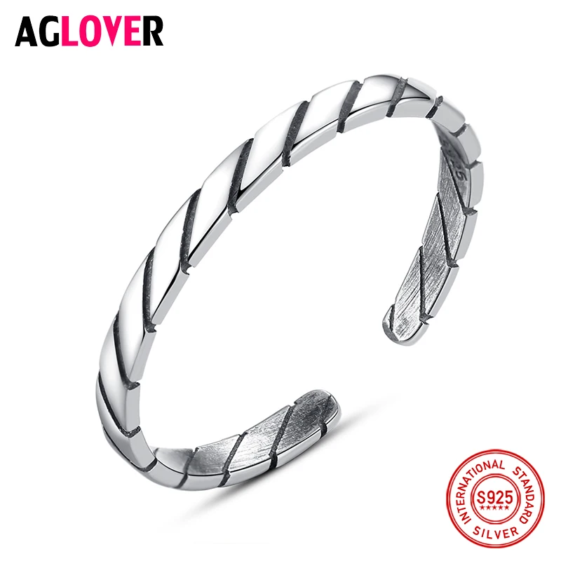 

AGLOVER 2019 New 925 Thai Silver Ring Simple Retro Opening Men's And Women's Rings Gift Jewelry Free Shipping