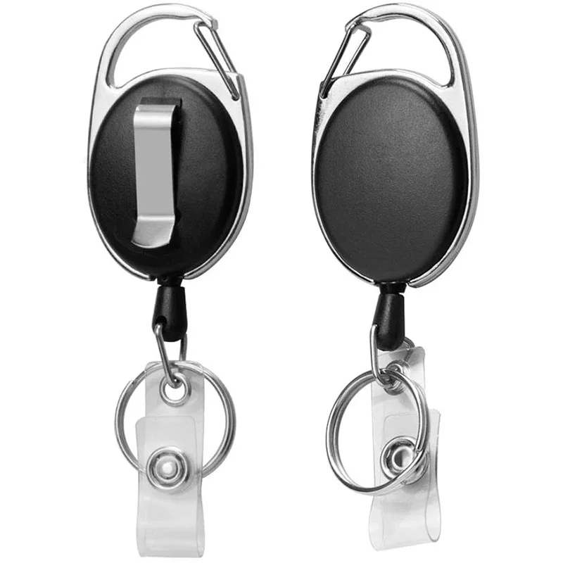 Выдвижной держатель значка Черный ID для карт с карабином катушка клип кольцо