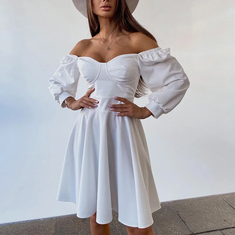 

Женское вечернее платье без бретелек, элегантное однотонное платье-трапеция с запахом и длинным рукавом, весна-осень 2022