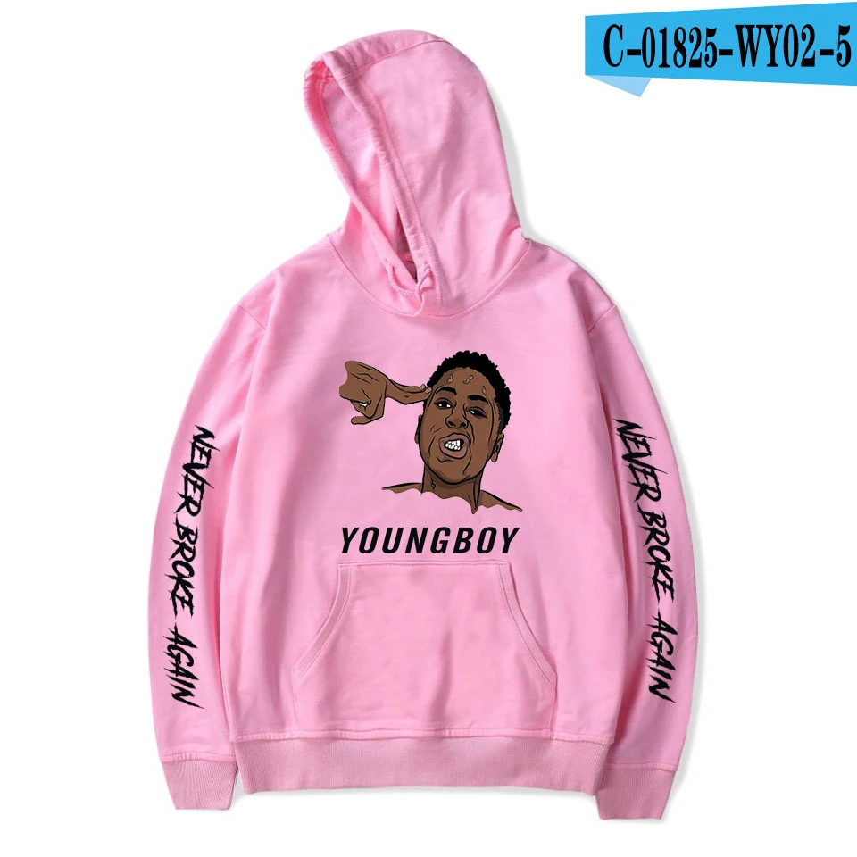 YoungBoy Never Broke agne хип-хоп Толстовка для мужчин/женщин Хлопок Весна Осень мужские толстовки с принтом Повседневная Толстовка - Цвет: pink