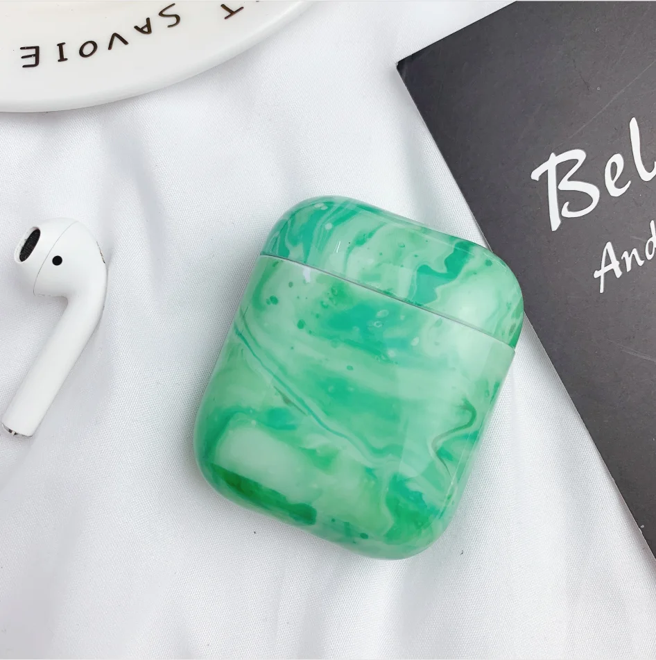 Новая роскошная мраморная твердая ПК Беспроводная сумка для зарядки наушников