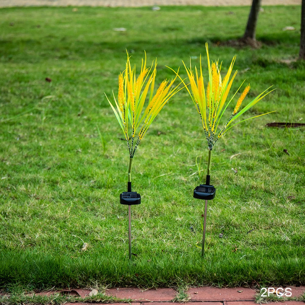 

2pcs 28LEDs Auto On Off Outdoor Waterproof Landscape Garden Decor Artificial Flower Farmhouse Yard Solar Wheat Light Driveway