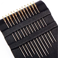 12pcsbag gold silver household stainless steel hand stitched old man needle without threading clothing sewing accessories
