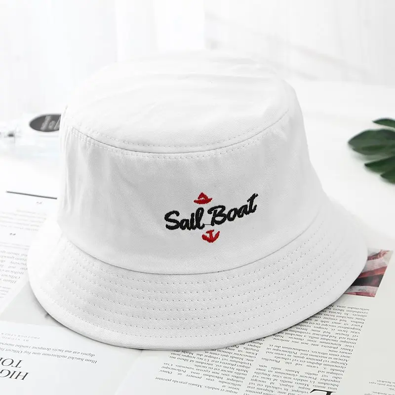 

Letter Embroidery Bucket Hat For Women Men Cotton Spring Summer Fisherman caps harajuku pop flat sun hat panama
