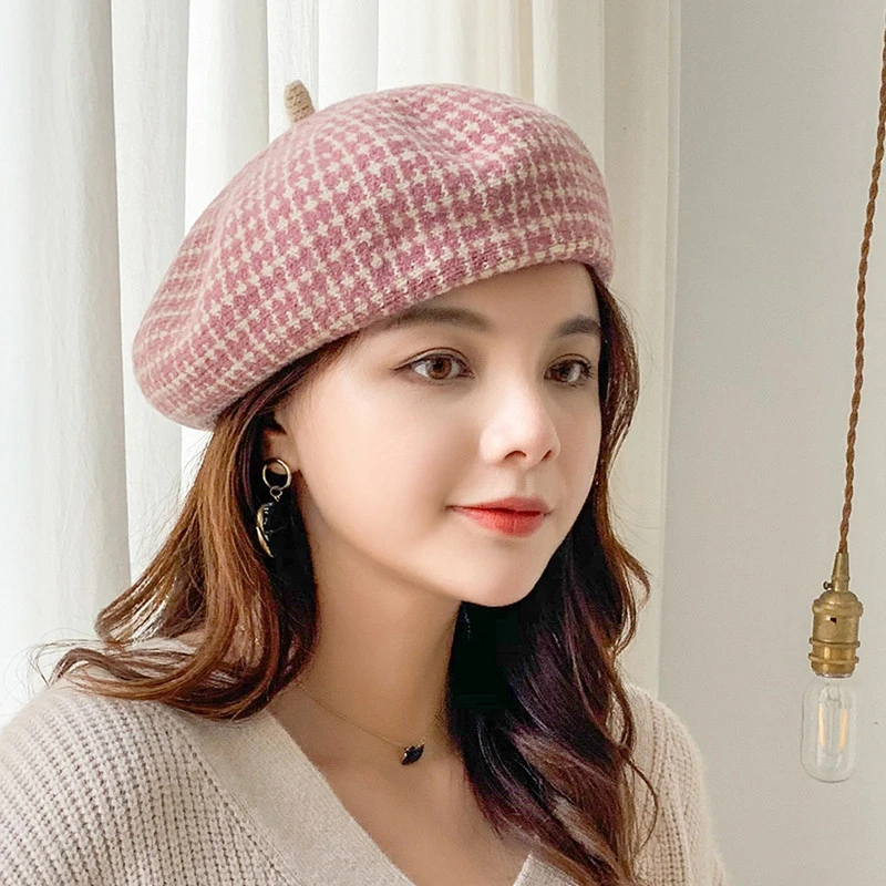 Lattice Jacquard Weave Wool Beret winter Mori Pumpkin Hat Literature Keep Warm Painter | Аксессуары для одежды