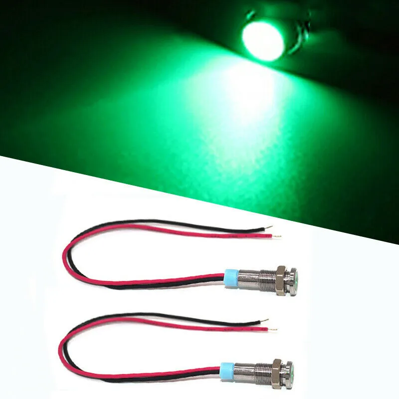 

Brake & Running Tail Pilot Lamp LED Green Lights 2Pcs 5/16\\\" Accessories