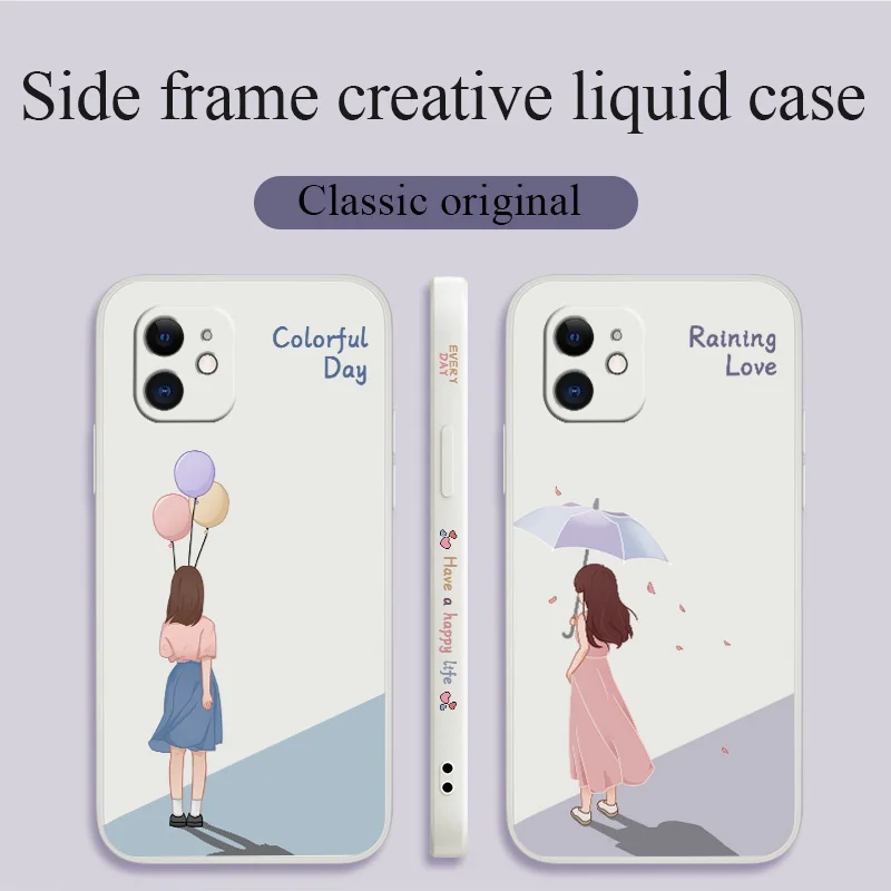 

Sweet Girl Phone Case For iPhone 12 Pro Max 11 X XS XR XSMAX SE2020 8 8Plus 7 7Plus 6 6S Plus Liquid Silicone Cover