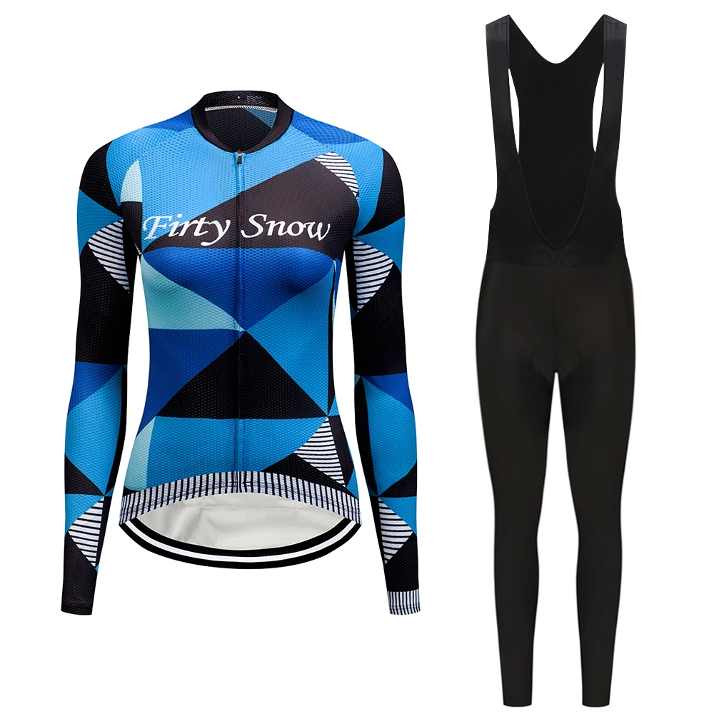 

Lycra Long Sleeve Women Fashion Cycling Jersey Set 2022 Bicycle Clothing Skinsuit Kit MTB Suit Female Road Bike Clothes Uniform