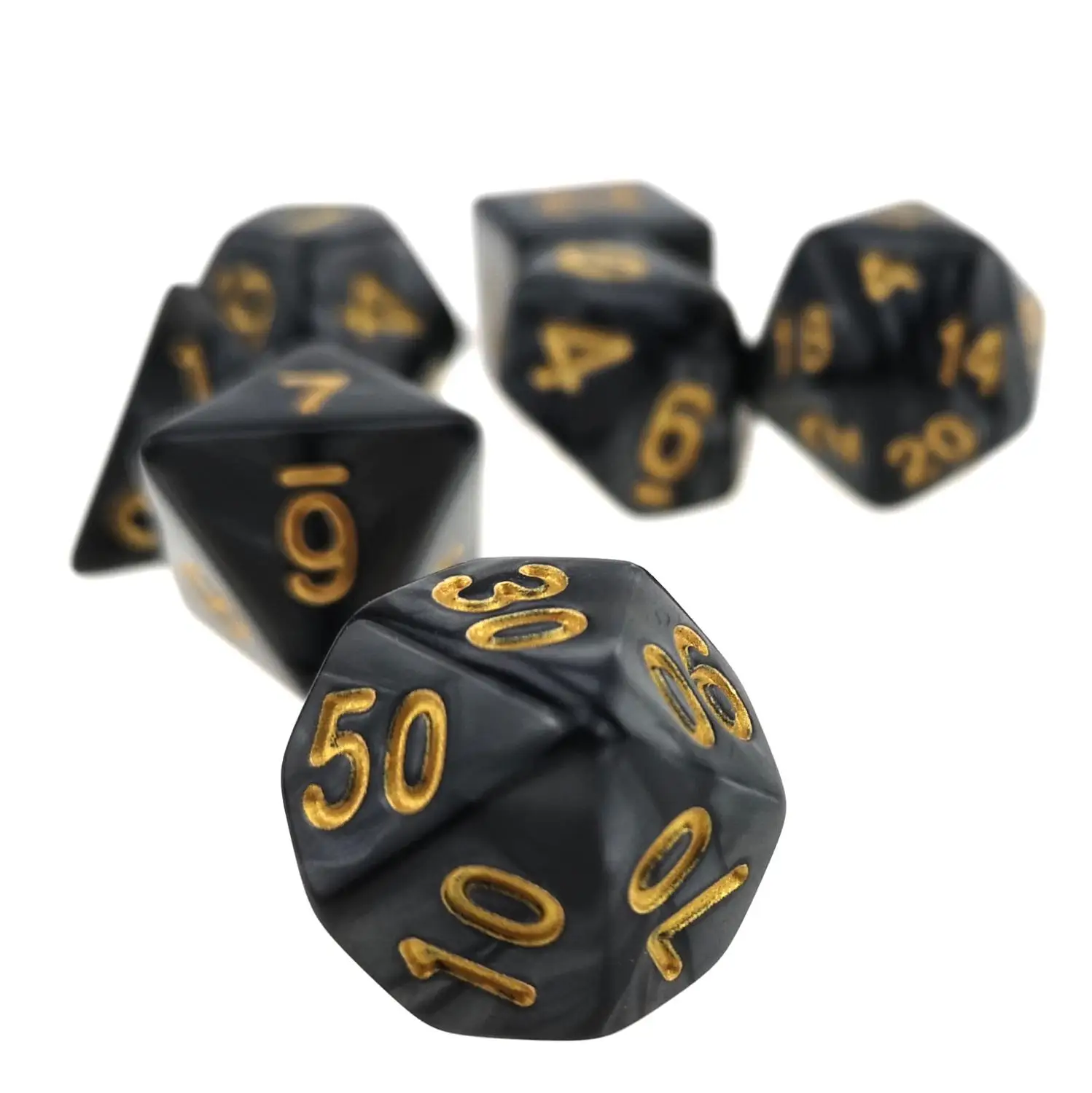 

Rollooo Marbled Black Polyhedral Dice Set
