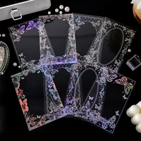 dimi 8 sheets laser rose butterfly frame pet waterproof collage cards decoration diary album diy aesthetic sticker stationery